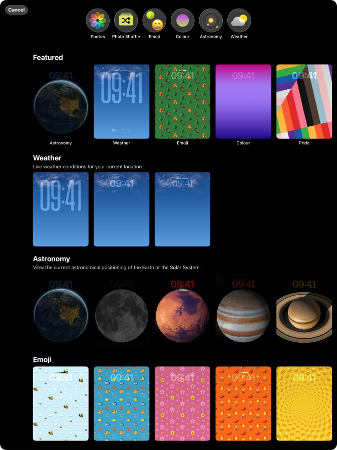 Press the required category and follow the instructions on the screen to select the required background image.