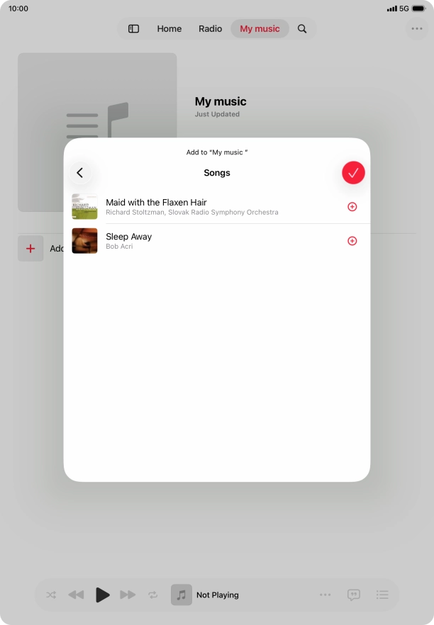 Go to the required category and press the add icon next to the required audio file.