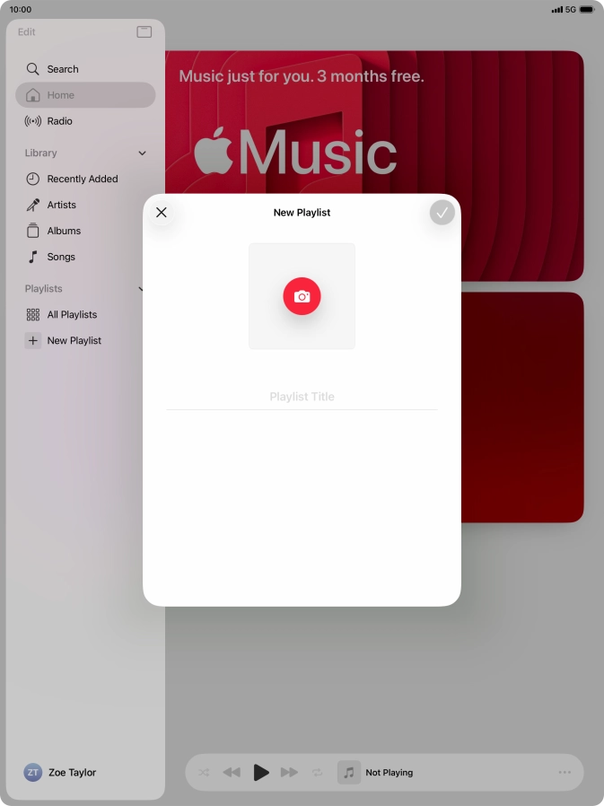 Press the text input field and key in a name for the playlist.