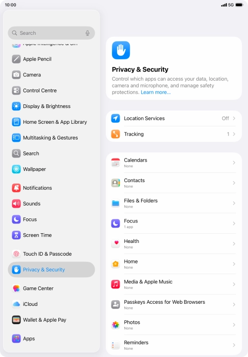 Press Location Services.
