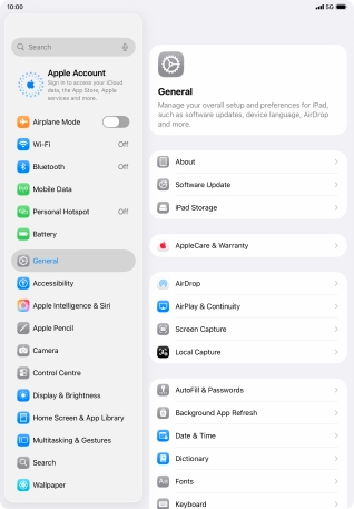 Press Apple Account.