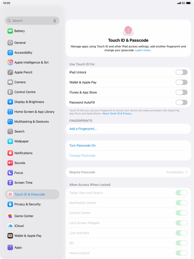 Press Add a Fingerprint... and follow the instructions on the screen to add your fingerprint.