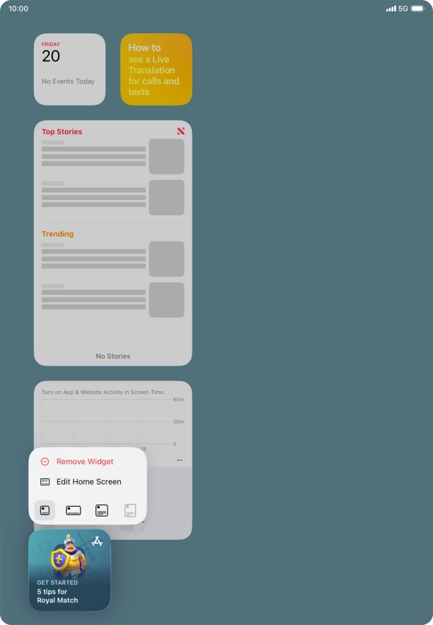 Press Remove Widget.
