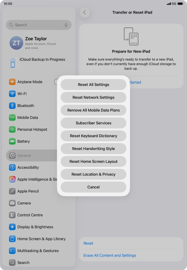 Press Reset All Settings.