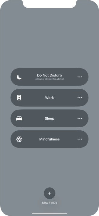 Press the required focus mode to activate or deactivate it immediately.
