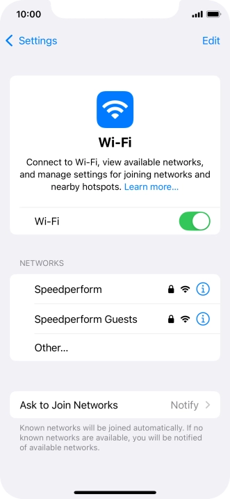 Press the required Wi-Fi network and key in the password for the Wi-Fi network.
