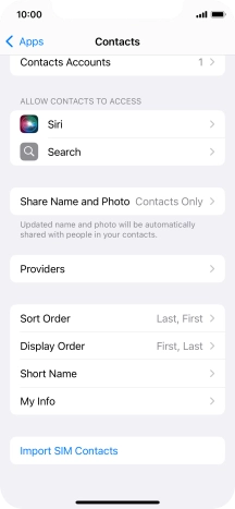 Press Import SIM Contacts.