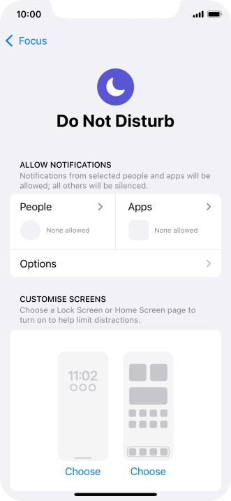 Press People and follow the instructions on the screen to select which contacts you would like to receive calls and notifications from when Do Not Disturb is turned on. Press People and follow the instructions on the screen to select which contacts you would like to receive calls and notifications from when Do Not Disturb is turned on.