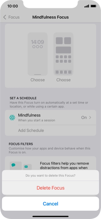 Press Delete Focus.
