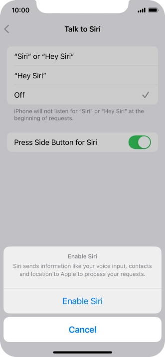 Press Enable Siri.
