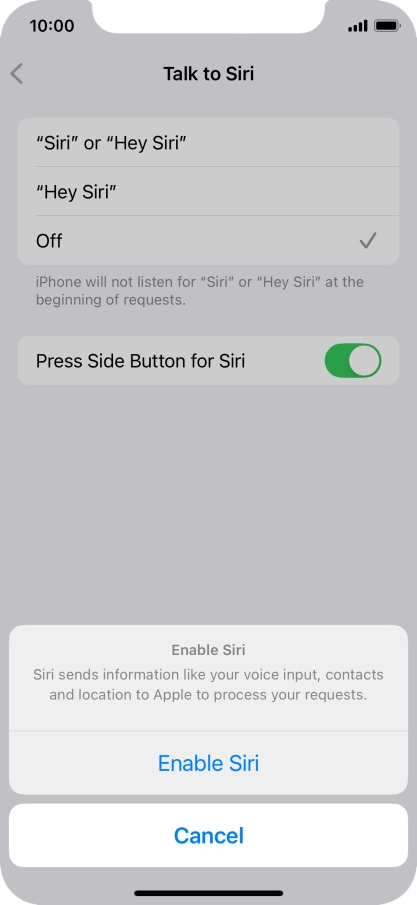 Press Enable Siri.