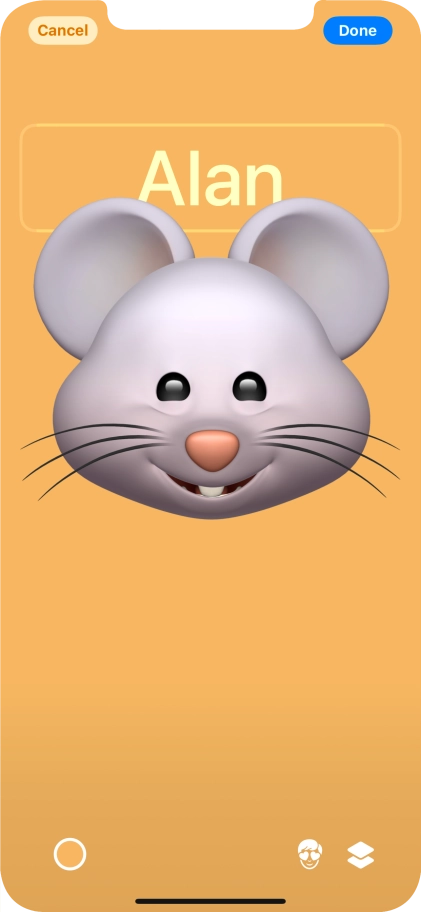 Press the name field and follow the instructions on the screen to select the required font and colour for your name on the Contact Poster.