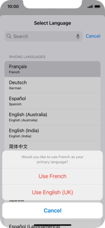 To select the new language as the default phone language, press Use ‹language› .
