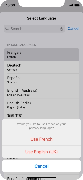 To select the new language as the default phone language, press Use ‹language› .