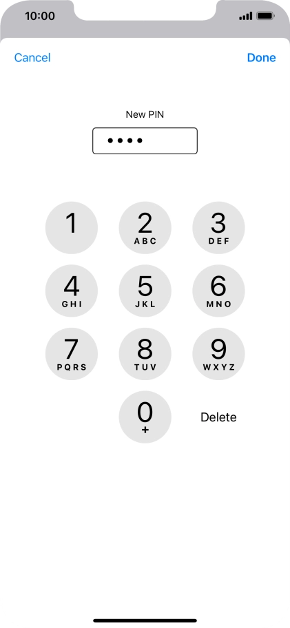 Key in a new four-digit PIN and press Done.