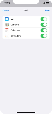 Press the indicators next to the required data types to turn synchronisation of each data type on or off.