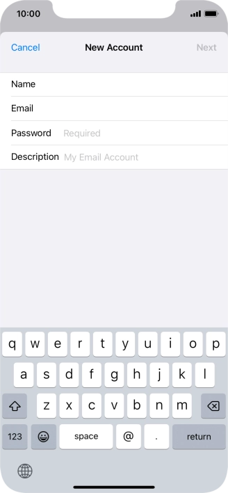 Press Password and key in the password for your email account.