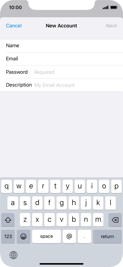 Press Password and key in the password for your email account.