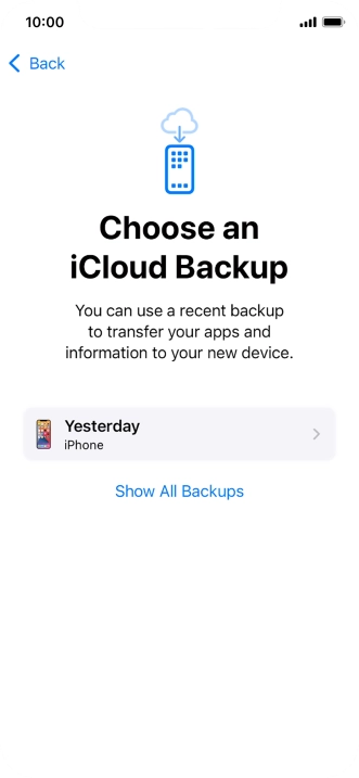 Press the required backup and your phone restores the content of the selected backup. Subsequently, follow the instructions on the screen to set up your phone and prepare it for use.