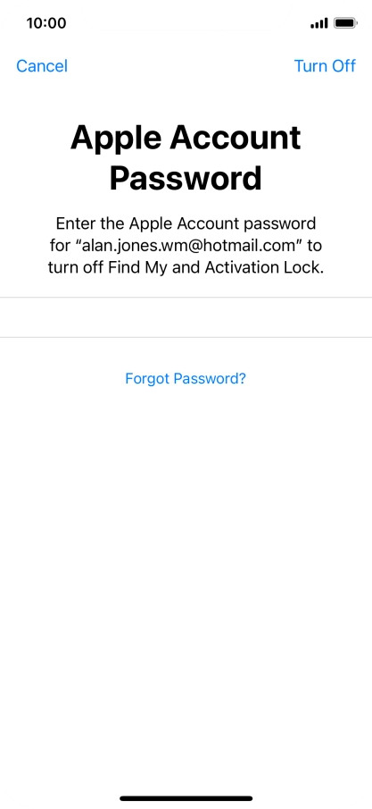 Key in the password for your Apple ID and press Turn Off. Wait a moment while the factory default settings are restored. Follow the instructions on the screen to set up your phone and prepare it for use.
