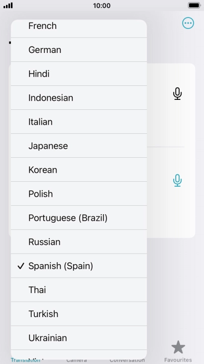 Press the required target language. Press the required target language.