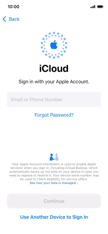 Press Email or Phone Number and key in the username for your Apple ID.