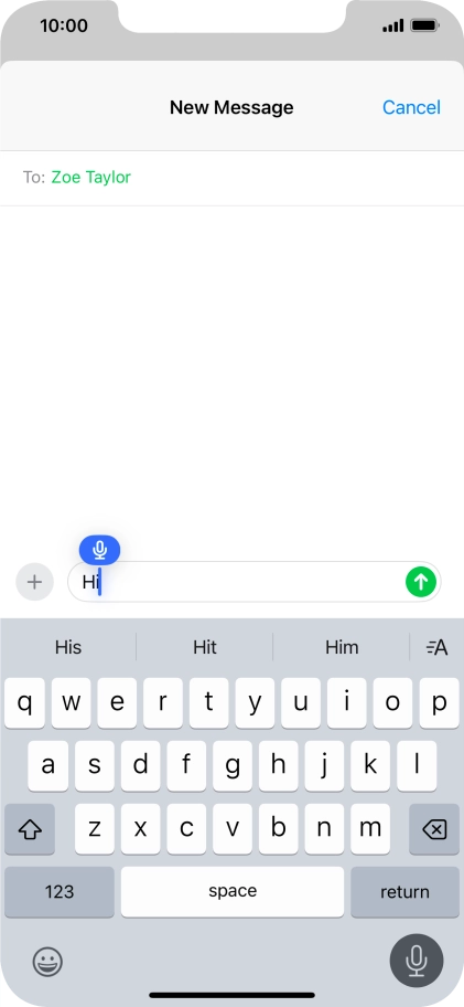 Press the microphone icon to end dictation.