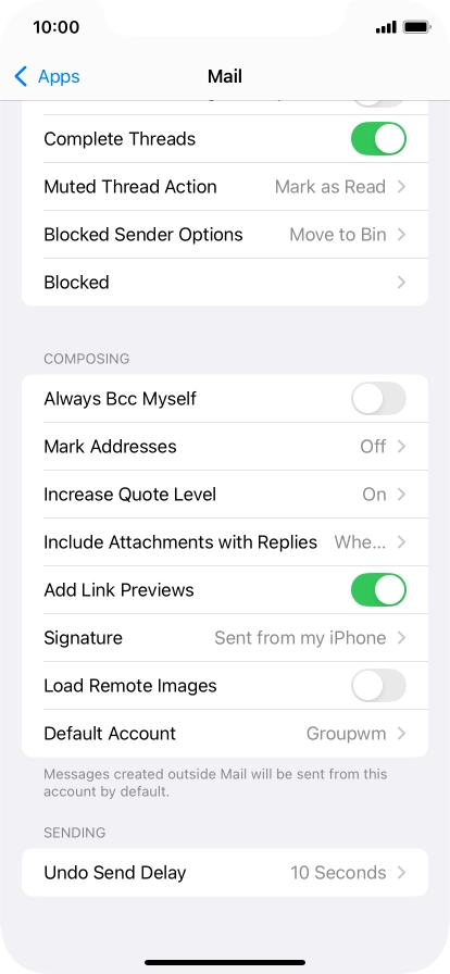 Press Default Account.