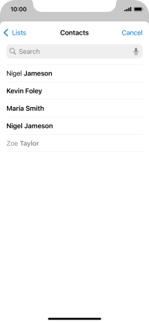 Press the required contact.