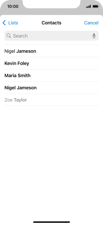 Press the required contact.