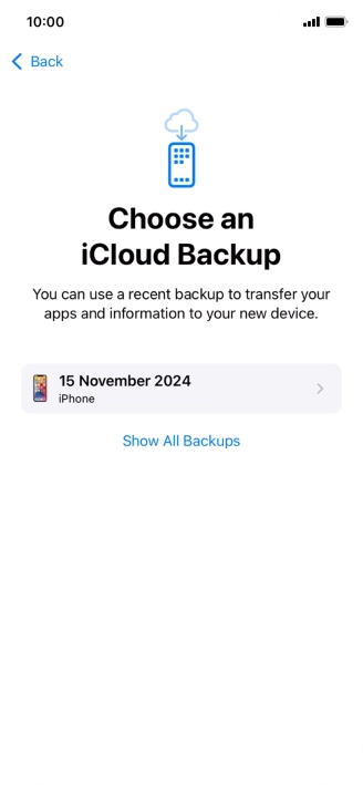 Press the required backup and your phone restores the content of the selected backup. Subsequently, follow the instructions on the screen to set up your phone and prepare it for use.