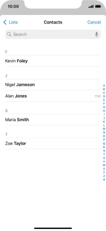 Press the required contact. Press the required contact.