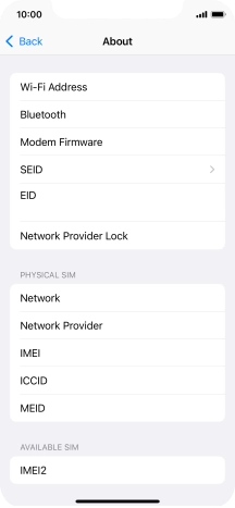 Your phone's EID number is displayed below EID.