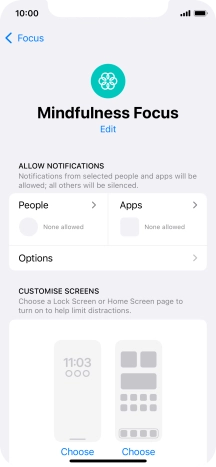 Press People and follow the instructions on the screen to select which contacts you would like to receive calls and notifications from when the selected focus mode is active. Press People and follow the instructions on the screen to select which contacts you would like to receive calls and notifications from when the selected focus mode is active.