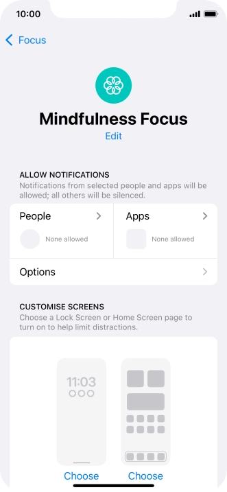 Press People and follow the instructions on the screen to select which contacts you would like to receive calls and notifications from when the selected focus mode is active. Press People and follow the instructions on the screen to select which contacts you would like to receive calls and notifications from when the selected focus mode is active.