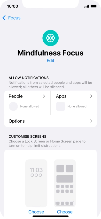 Press People and follow the instructions on the screen to select which contacts you would like to receive calls and notifications from when the selected focus mode is active. Press People and follow the instructions on the screen to select which contacts you would like to receive calls and notifications from when the selected focus mode is active.