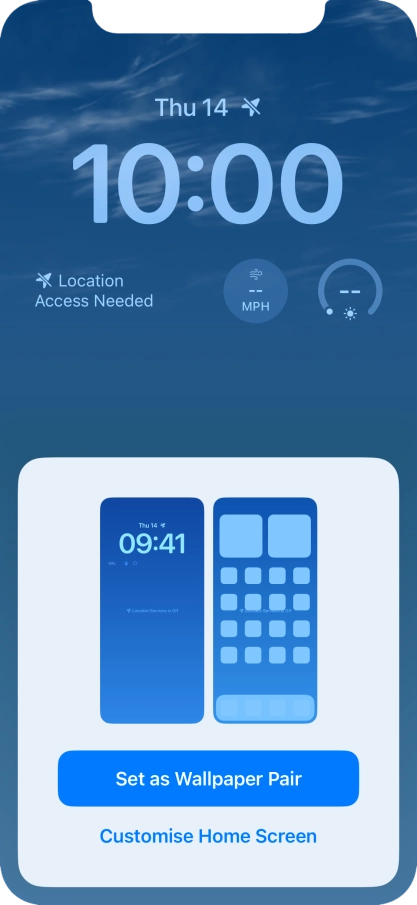 To use the same colour theme on the home screen, press Set as Wallpaper Pair. To use the same colour theme on the home screen, press Set as Wallpaper Pair.