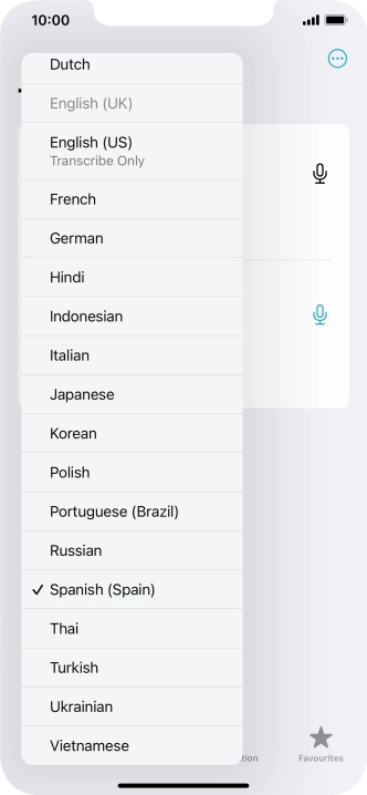 Press the required target language.