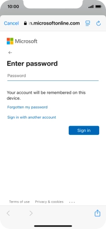 Press Password and key in the password for your email account.