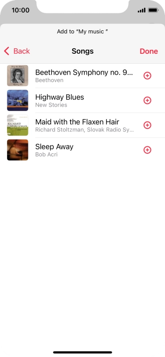 Go to the required category and press the add icon next to the required audio file. Go to the required category and press the add icon next to the required audio file.