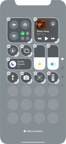Press Add a Control and follow the instructions on the screen to add the required function to Control Centre.