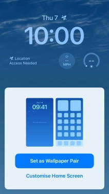 To use the same colour theme on the home screen, press Set as Wallpaper Pair.