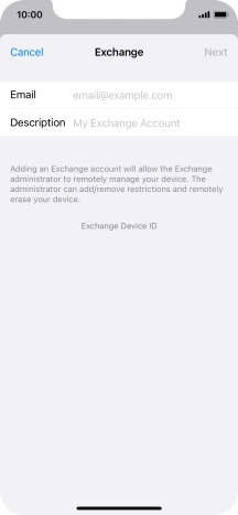 Press Email and key in your email address.