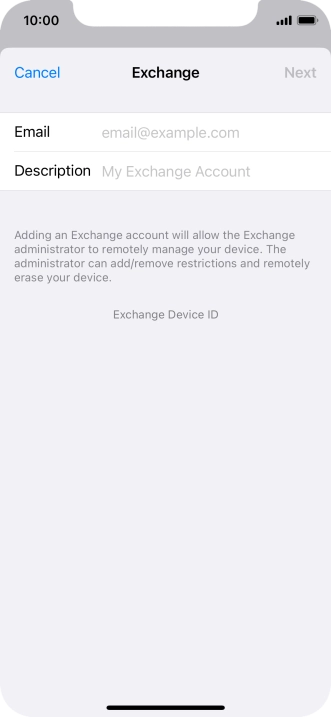 Press Email and key in your email address.