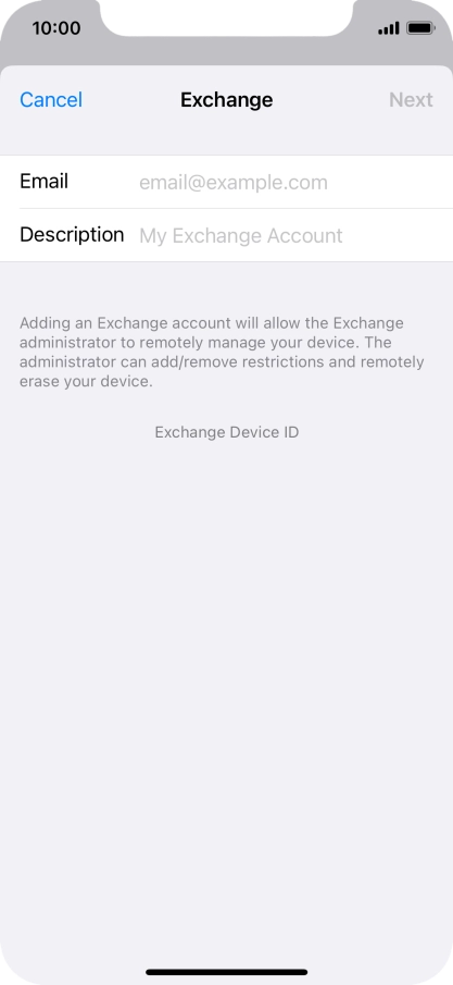 Press Email and key in your email address.