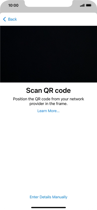 Place the QR code you've received inside the phone camera frame to scan the code. If you’ve deleted your eSIM, you can re-add it using your existing QR code. If you’re having problems, see our FAQ.