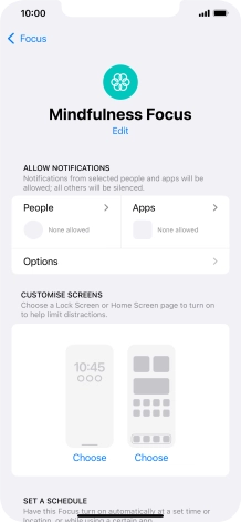 Press People and follow the instructions on the screen to select which contacts you would like to receive calls and notifications from when the selected focus mode is active.