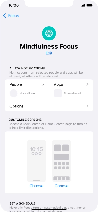 Press People and follow the instructions on the screen to select which contacts you would like to receive calls and notifications from when the selected focus mode is active.