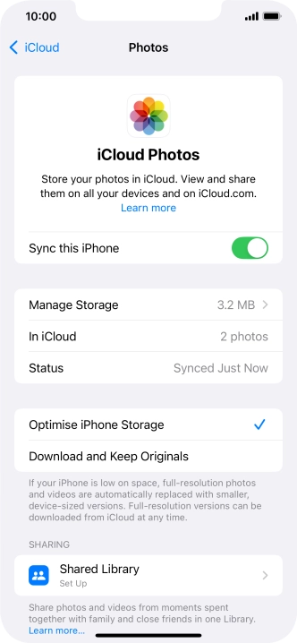 Press the indicator next to 