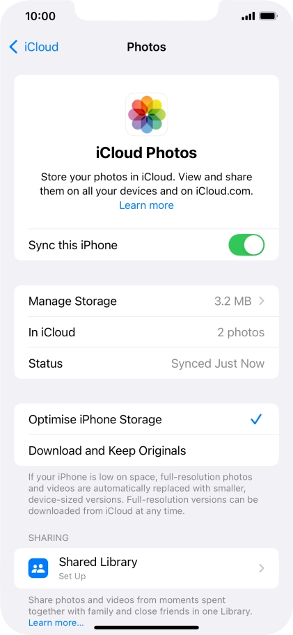 Press the indicator next to 
